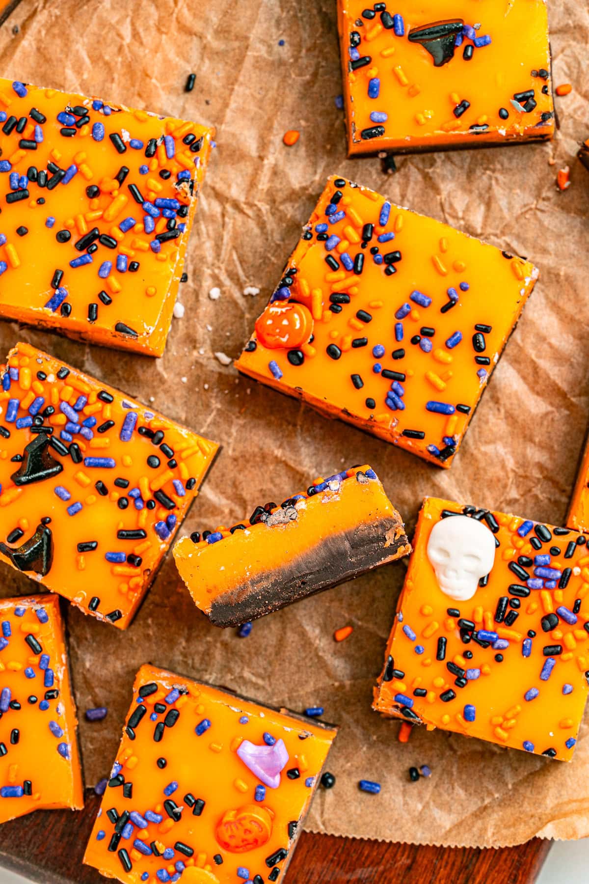 Square of Halloween Fudge.