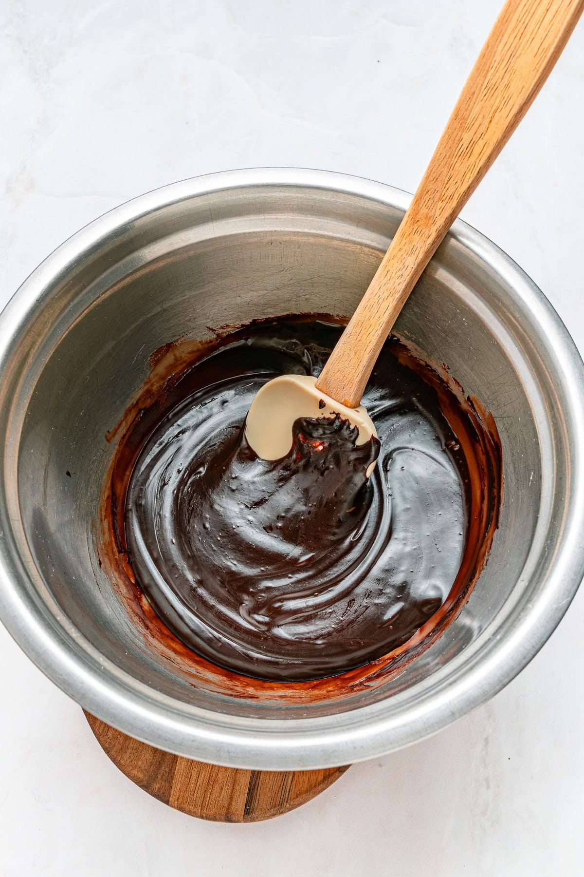 Melted chocolate mixed with sweet condensed milk.