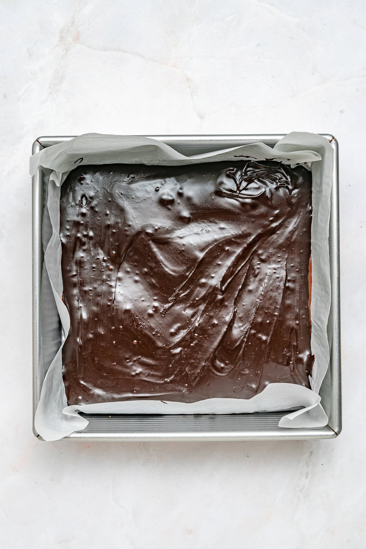 Sweet condensed milk and chocolate fudge.